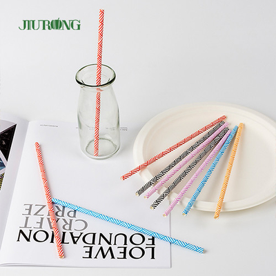 Papel biodegradável descartável colorido que bebe Straw Striped Pattern Food Grade