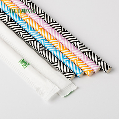 Papel biodegradável descartável colorido que bebe Straw Striped Pattern Food Grade