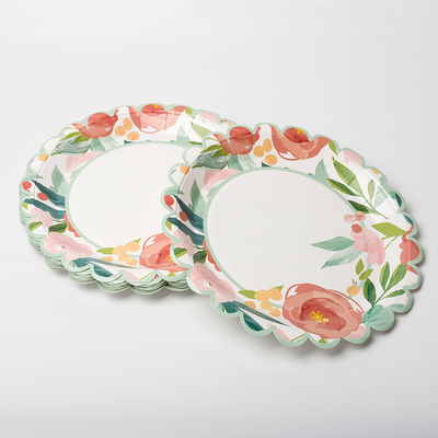 Produto comestível descartável de Valentine Day Party Supplies Tableware da placa de papel do círculo da flor