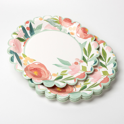Produto comestível descartável de Valentine Day Party Supplies Tableware da placa de papel do círculo da flor
