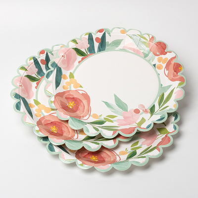 Produto comestível descartável de Valentine Day Party Supplies Tableware da placa de papel do círculo da flor
