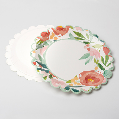 Produto comestível descartável de Valentine Day Party Supplies Tableware da placa de papel do círculo da flor