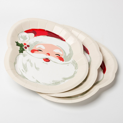 Forma especial descartável de Santa Claus Christmas Party Supplies Set da placa de papel de FDA