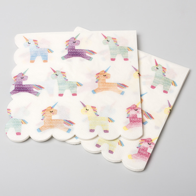 Partido festivo Unicorn Paper Napkin da cutelaria descartável biodegradável da sala de jantar