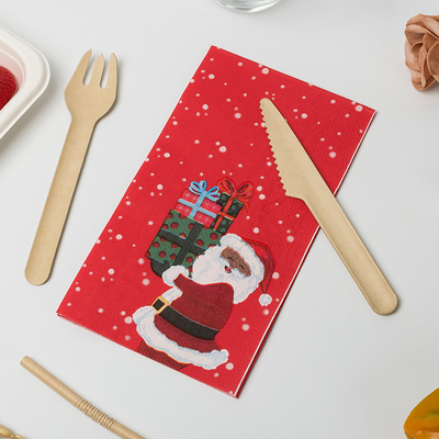 Guardanapo descartável biodegradável de Santa Claus Christmas Theme Party Paper da cutelaria de LFGB