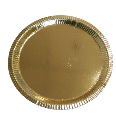 Pratos de papel biodegradável descartável grau alimentício redondo ouro para restaurante