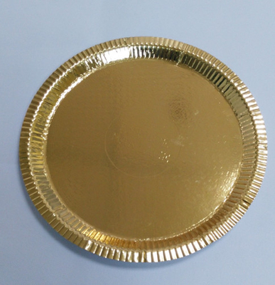 Pratos de papel biodegradável descartável grau alimentício redondo ouro para restaurante