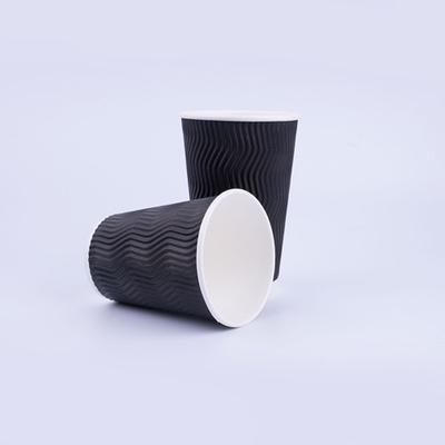 Copos de papel biodegradável ondulado marrom 14 oz xícara de café para bebida quente