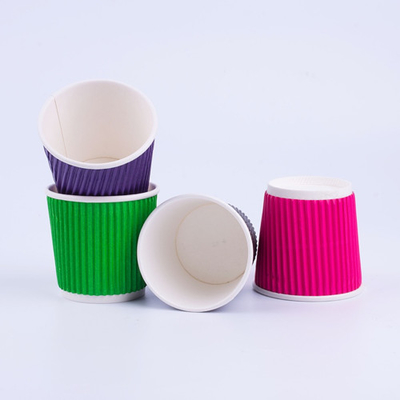 Copos de papel biodegradável ondulado marrom 14 oz xícara de café para bebida quente