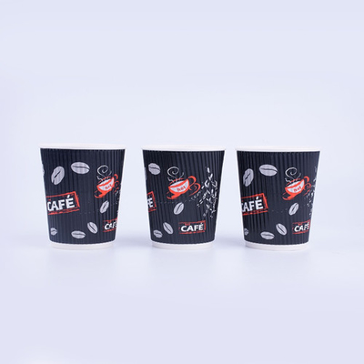 Copos de papel biodegradável ondulado marrom 14 oz xícara de café para bebida quente