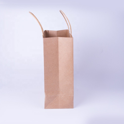 Saco de papel biodegradável personalizado com alça plana ecologicamente correto 280 mm impressão do logotipo