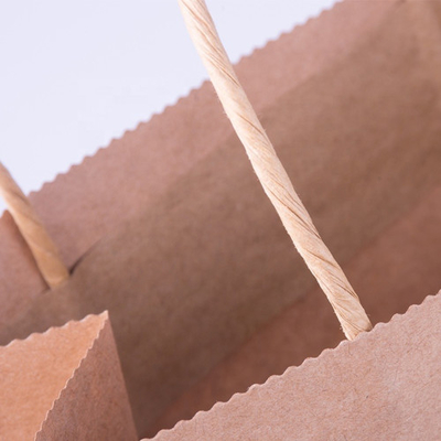 Saco de papel biodegradável personalizado com alça plana ecologicamente correto 280 mm impressão do logotipo