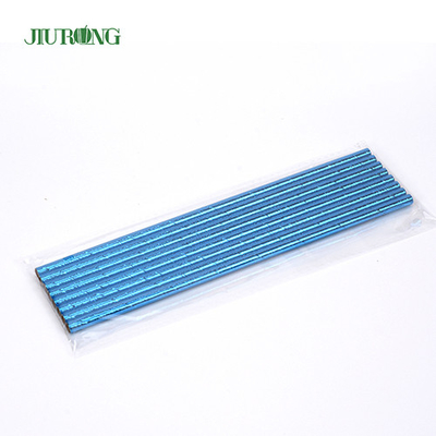 O azul revestiu o logotipo biodegradável de Straw Disposable Straight Tube Custom do papel