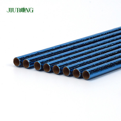 O azul revestiu o logotipo biodegradável de Straw Disposable Straight Tube Custom do papel