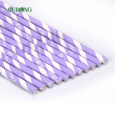 Canudos de papel de natal listrado roxo biodegradável ecologicamente correto