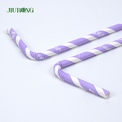 Canudos de papel de natal listrado roxo biodegradável ecologicamente correto
