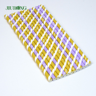 Canudos coloridos de papel kraft biodegradável 10*250mm grau alimentício