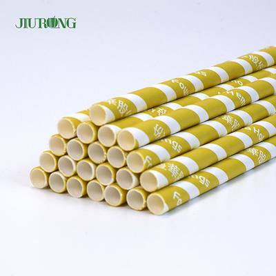 Canudos coloridos de papel kraft biodegradável 10*250mm grau alimentício