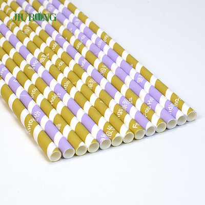 Canudos coloridos de papel kraft biodegradável 10*250mm grau alimentício