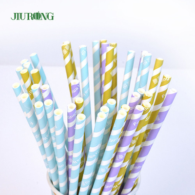 Palha de papel biodegradável de cor sólida 6*140mm ecologicamente correto grau alimentício