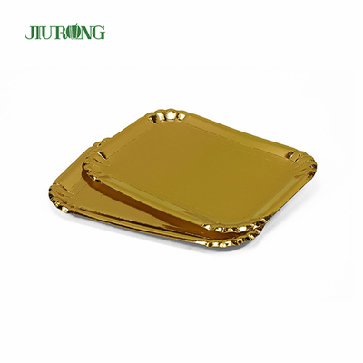 Pratos de comida biodegradáveis ​​quadrados dourados papel kraft ecologicamente correto OEM ODM