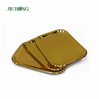 Pratos de comida biodegradáveis ​​quadrados dourados papel kraft ecologicamente correto OEM ODM