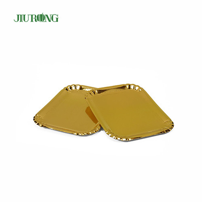 Pratos de comida biodegradáveis ​​quadrados dourados papel kraft ecologicamente correto OEM ODM