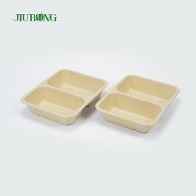 Recipiente de comida de cana-de-açúcar biodegradável descartável com 3 compartimentos