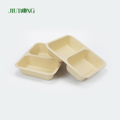 Recipiente de comida de cana-de-açúcar biodegradável descartável com 3 compartimentos