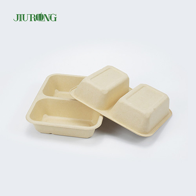 Recipiente de comida de cana-de-açúcar biodegradável descartável com 3 compartimentos