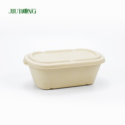 Recipiente de comida de cana-de-açúcar biodegradável 650ml papel à prova de graxa