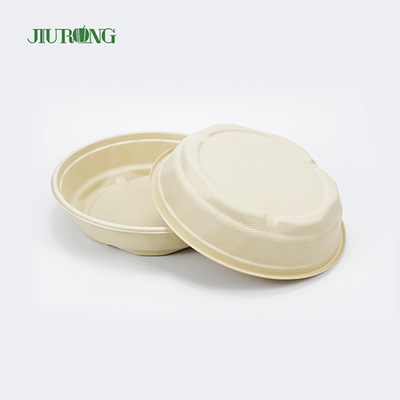 Recipiente de comida de cana-de-açúcar redondo compostável Tigela de papel biodegradável descartável