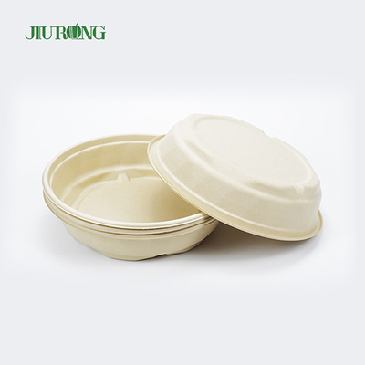 Recipiente de comida de cana-de-açúcar redondo compostável Tigela de papel biodegradável descartável