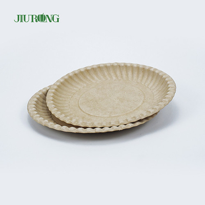 Recipiente de comida de cana-de-açúcar reciclável biodegradável placa redonda ecologicamente correta 258mm