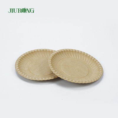Recipiente de comida de cana-de-açúcar reciclável biodegradável placa redonda ecologicamente correta 258mm