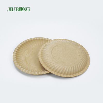 Recipiente de comida de cana-de-açúcar reciclável biodegradável placa redonda ecologicamente correta 258mm