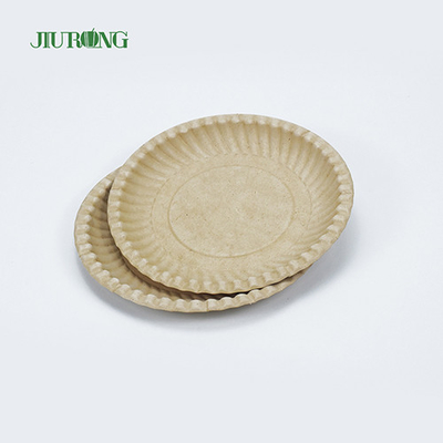 Recipiente de comida de cana-de-açúcar reciclável biodegradável placa redonda ecologicamente correta 258mm