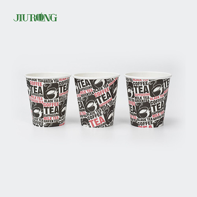 Copos de papel biodegradável com impressão de logotipo 10 oz 12 oz Copo de café descartável ecologicamente correto