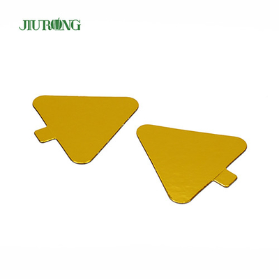 Mini tabuleiro de bolo triangular para crianças faça você mesmo dourado 93*88mm papel alumínio grau alimentício