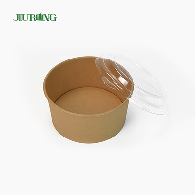 Tigela de salada de papel kraft ecologicamente correta 1100ml descartável com tampa PET