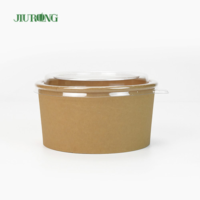 Tigela de salada de papel kraft ecologicamente correta 1100ml descartável com tampa PET