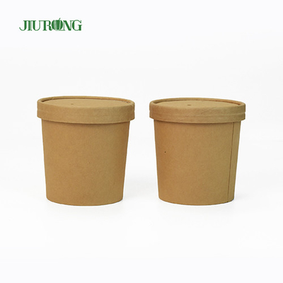 Tigelas de papel kraft biodegradáveis ​​descartáveis ​​26 onças revestimento UV para salada