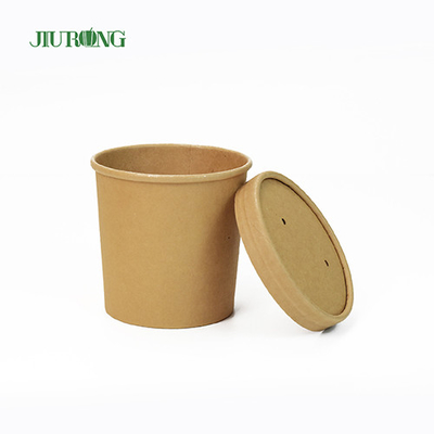 Tigelas de papel kraft biodegradáveis ​​descartáveis ​​26 onças revestimento UV para salada
