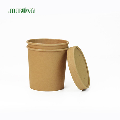 Tigelas de papel kraft biodegradáveis ​​descartáveis ​​26 onças revestimento UV para salada