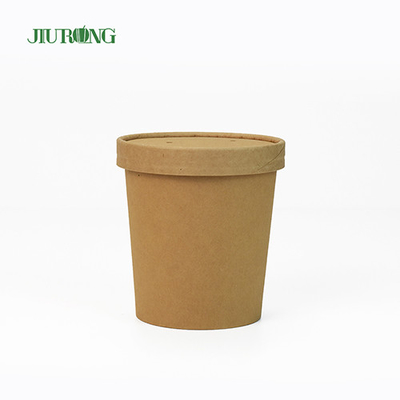 Tigela de papel biodegradável kraft para salada 8 oz tampa de PLA ecologicamente correta