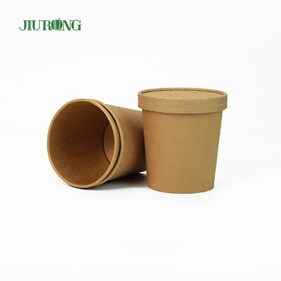 Tigela de papel biodegradável kraft para salada 8 oz tampa de PLA ecologicamente correta