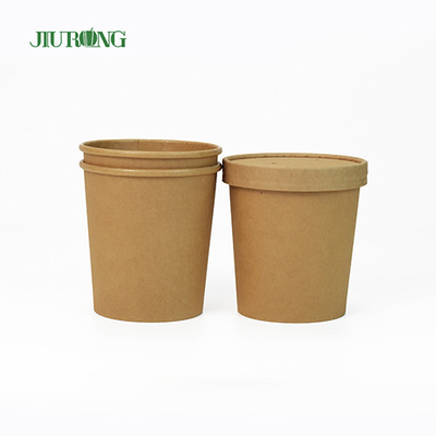 Tigela de papel biodegradável kraft para salada 8 oz tampa de PLA ecologicamente correta