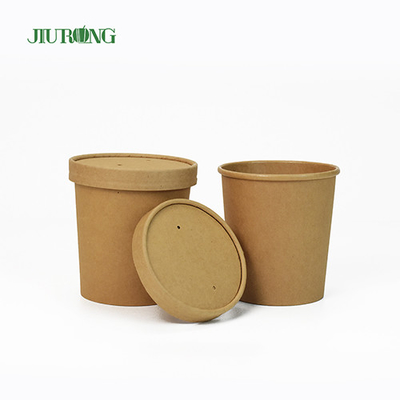Tigela de papel biodegradável kraft para salada 8 oz tampa de PLA ecologicamente correta