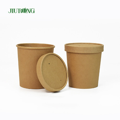 Tigela de papel biodegradável kraft para salada 8 oz tampa de PLA ecologicamente correta