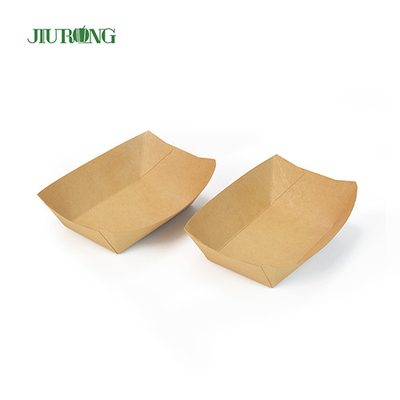 Bandejas de comida de papel kraft à prova de graxa biodegradável OEM ODM